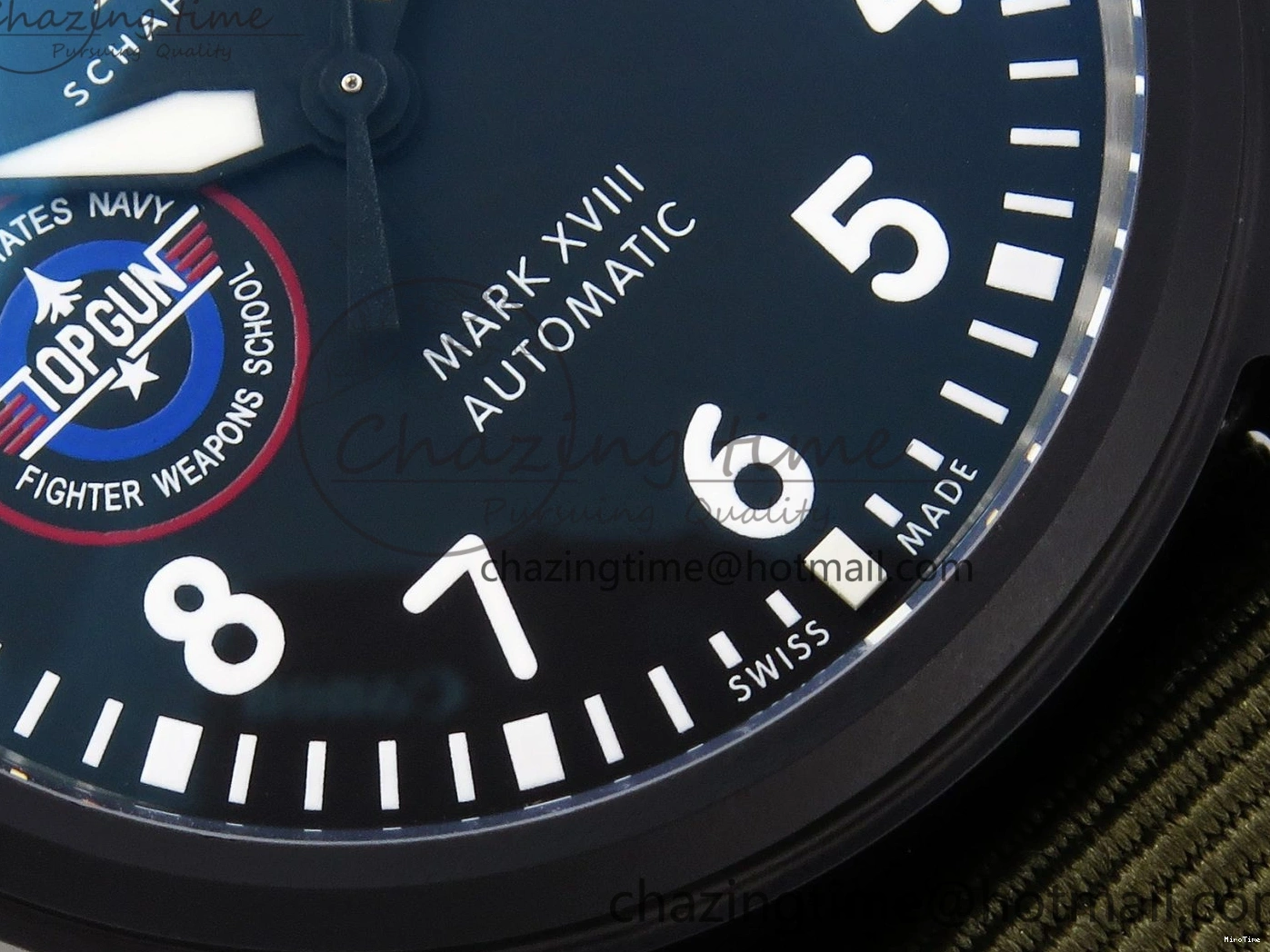 MIROTIME 0519 Mark XVIII Top Gun “SFTI” Black Ceramic IW324712 ZF 1:1 Best Edition on Green Nylon Strap A Tailored 7025